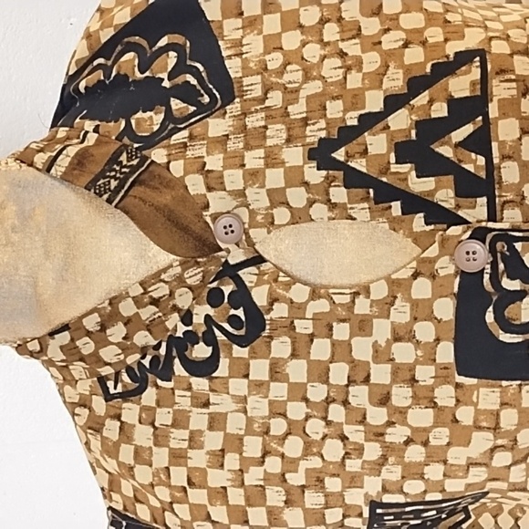 Olivia Rose 12 Button Down Print Shirt Dress Mandarin Collar Keyhole Border EUC - Picture 3 of 9